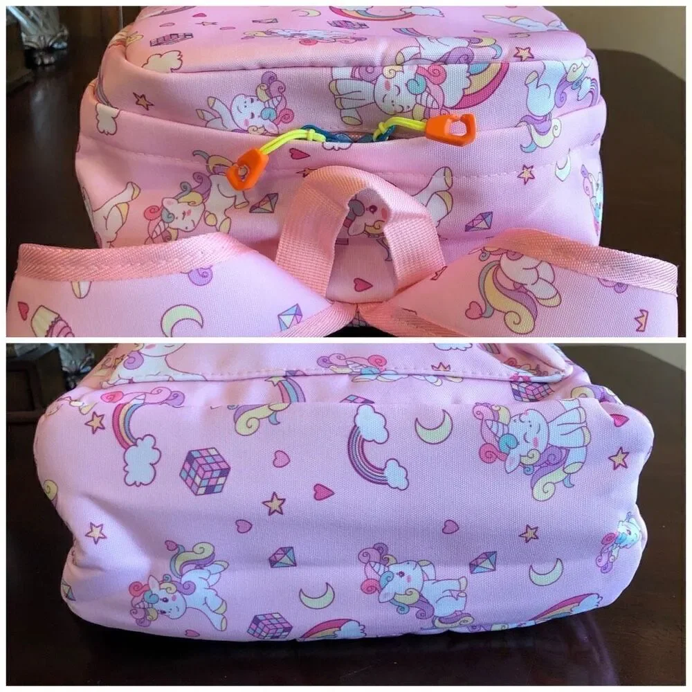 ACCMOR - NWT - Little Girls Canvas Backpack. Rainbows & Unicorns/Pink & Lavender